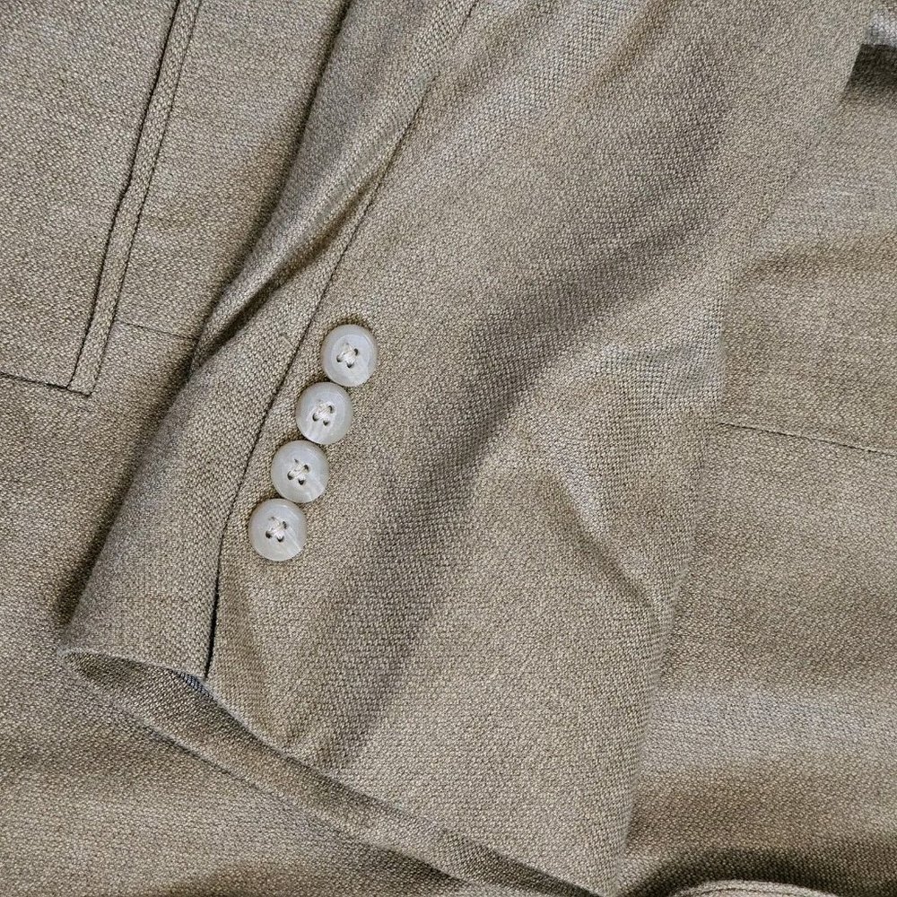 Oscar De La Renta‎ Men’s Beige Silk Wool Blazer Sport Coat Jacket 46 Long 46L - Picture 3 of 8